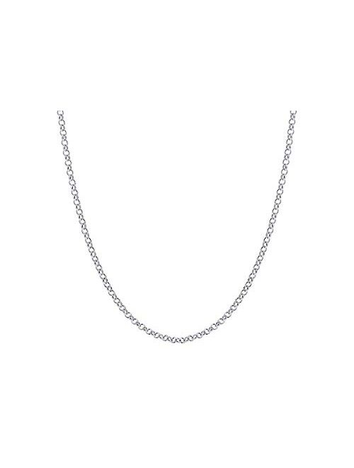 Verona Jewelers 925 Sterling Silver 1.5MM 2MM 2.5MM Circle Rolo Link Chain Necklace- Belcher Chain Rolo Link Necklace for Women, Necklace for Pendant,16,18,20,24,30
