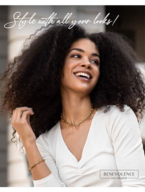 Benevolence La Paperclip Chain Necklace for Women with Paperclip Bracelet Set | Gold Chain Link Necklace Women, 14K Gold Chain Necklace and Bracelet | Chunky Gold Necklac