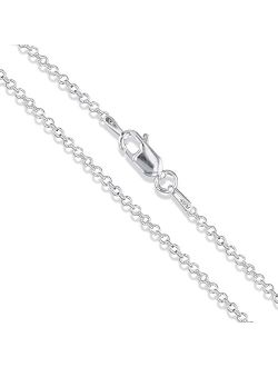 Sac Silver Sterling Silver Rolo Chain 2.1mm Solid 925 Italian Round Cable Chain Necklace