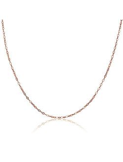 Hoops & Loops Sterling Silver 0.90mm Thin Delicate Cable Chain Necklace, 16, 18, 20, 24, or 30 Inches