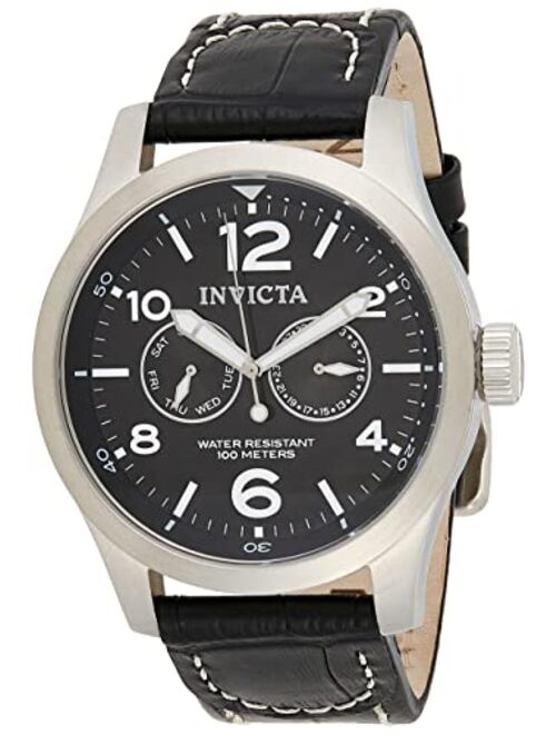 Invicta Men's I-Force Stainless Steel Swiss-Quartz Watch with Leather Strap, Black, 24 (Model: 0764, 6104, 12975)