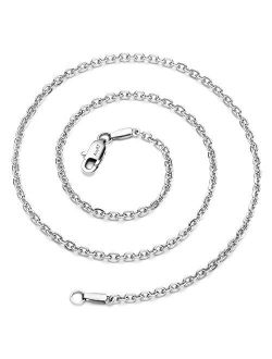 AmyRT Jewelry 3mm Titanium Steel Cable Chain Silver Necklaces for Women 16 to 30 Inches