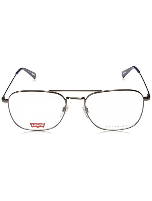Levi's unisex adult Lv 1008 Prescription Eyeglass Frames, Dark Ruthenium/Demo Lens, 55mm 18mm US