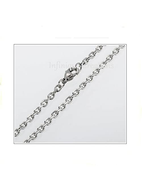 Generic INFINIQUE CREATIONS Stainless Steel Silver Cable Rolo Link Chain Bracelet Necklace Men Women 7'-38'