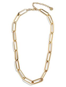 JIAHATE Link Necklace for Womens,Rectangle Oval Link Chain Necklace Choker Flat Paperclip Necklace Jewelry for Girls,Gold/Cable Necklace