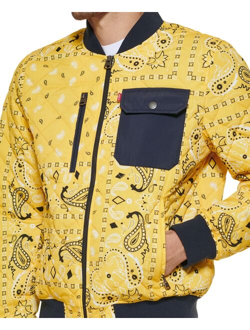 Levi's Men's Printed Quilted Bomber Bandanaprint Jacket