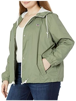 Women's Retro Hooded Rain Windbreaker Jacket (Standard & Plus Sizes)