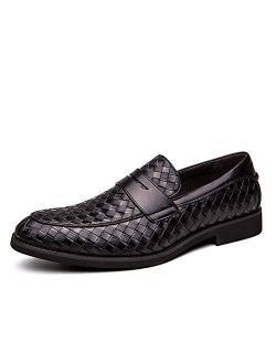 LSLO Men Loafers Leather Dress Shoes Wedding Party Shoes for Men Breathable Driving Shoes Slip-on Shoes