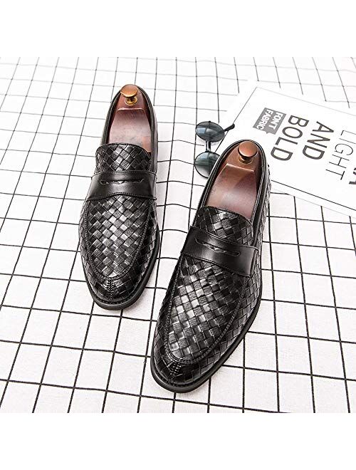 LSLO Men Loafers Leather Dress Shoes Wedding Party Shoes for Men Breathable Driving Shoes Slip-on Shoes