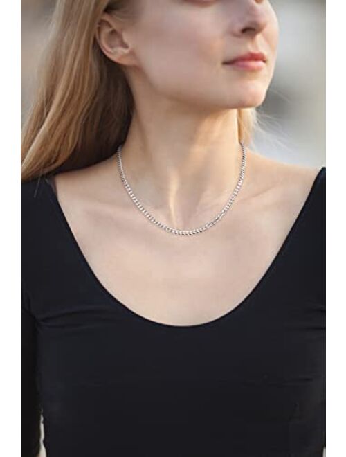 Fiusem Silver Colored Chains for Men, 5mm Mens Necklaces Cuban Link Chain Necklace for Men and Women, Stainless Steel Mens Chain 16, 18, 20, 22, 24, 26, 28 Inch