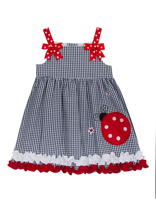 Rare Editions Baby Girls Check Seersucker Dress with Ribbon Straps