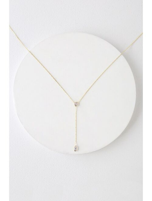 Lulus Wishing on a Star Sterling Silver Gold Drop Necklace