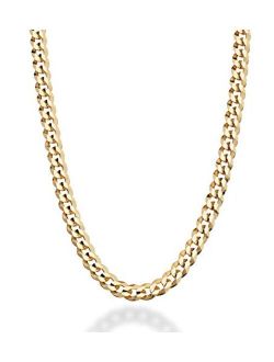 Solid 18K Gold Over Sterling Silver Italian 5mm Diamond-Cut Cuban Link Curb Chain Necklace for Women Men, 925 Sterling Silver Made in Italy