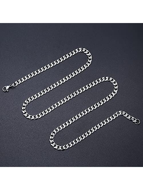 Jaosel Silver Chain for Men Diamond Cut 5MM Cuban Link Chain for Boys Women Stainless Steel Miami Curb Chain Gift 16 18 20 22 24 Inches