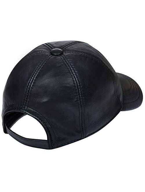 Infinity Leather Men's and Women's Real Nappa Leather Adjustable Golf Snapback Plain Baseball Cap
