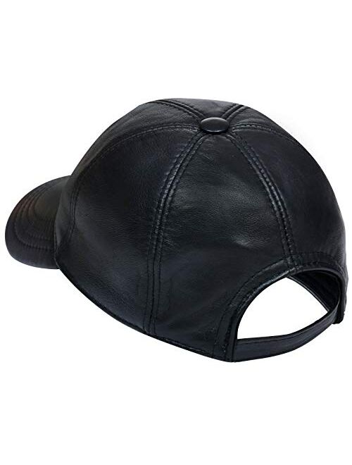 Infinity Leather Men's and Women's Real Nappa Leather Adjustable Golf Snapback Plain Baseball Cap