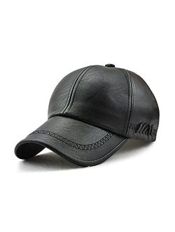 Max5 Adjustable Men's Baseball Cap Golf Cap Dad Hat Cowhide Leather Hunting Hat for Fall Winter Outdoor Sports Hat