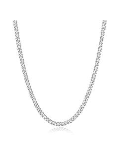Gokeey 5mm Silver Cuban Link Chain for Men Stainless Steel Mens Chain Necklaces Silver Diamond Cut Miami Curb Chains for Men 18,20,22,24 Inch