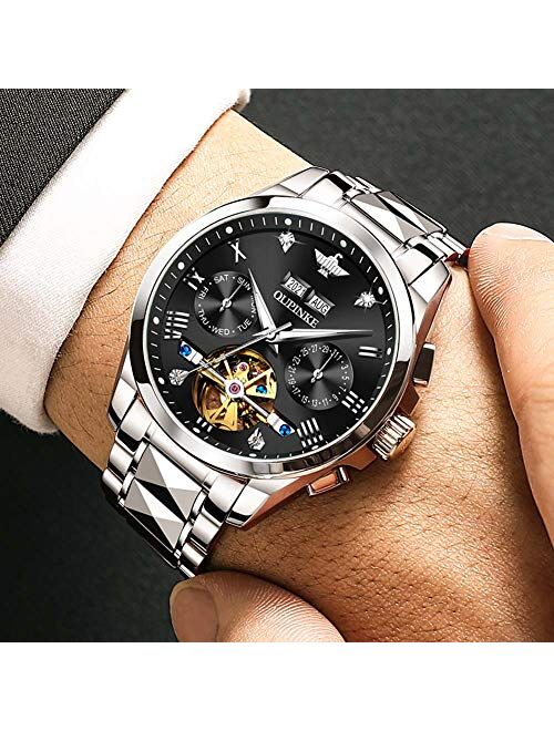 Olevs OUPINKE Automatic Watch for Men Self Winding Tourbillon Mechanical Business Luxury Waterproof Luminous Sapphire Crystal