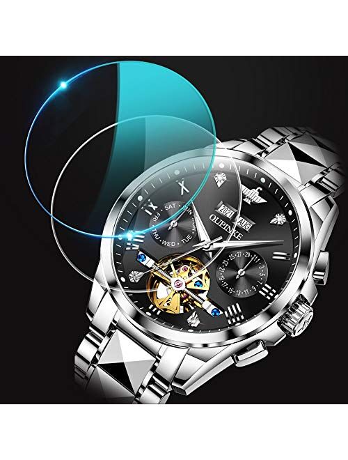Olevs OUPINKE Automatic Watch for Men Self Winding Tourbillon Mechanical Business Luxury Waterproof Luminous Sapphire Crystal
