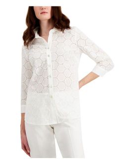 Eyelet Point Collar Button-Down Shirt