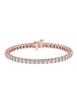 1.00 Carat Real Diamond Circle Link Tennis Bracelet (J, I3) Rhodium Plated Over Sterling Silver Illusion Set Miracle Plate Wedding Fashion Jewelry| by La4ve Diamonds (Whi