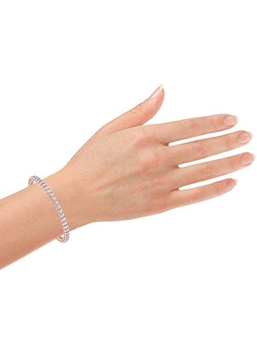 1.00 Carat Real Diamond Circle Link Tennis Bracelet (J, I3) Rhodium Plated Over Sterling Silver Illusion Set Miracle Plate Wedding Fashion Jewelry| by La4ve Diamonds (Whi