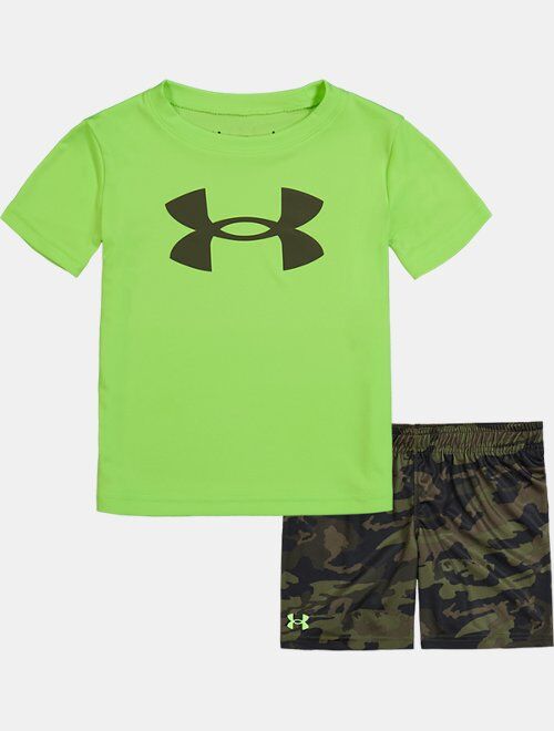Under Armour Boys' Pre-School UA Woodland Camo Logo Short Sleeve & Shorts Set