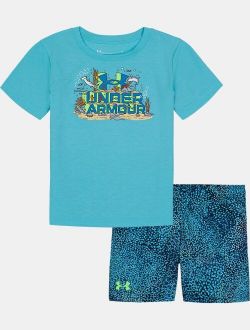 Boys' Toddler UA Deep Sea Wordmark Short Sleeve & Shorts Set