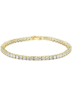Vinson 5.5Cttw Round Cut Moissanite Diamond with 14K Rose Yellow White Gold Plated Silver Tennis Bracelets for Women