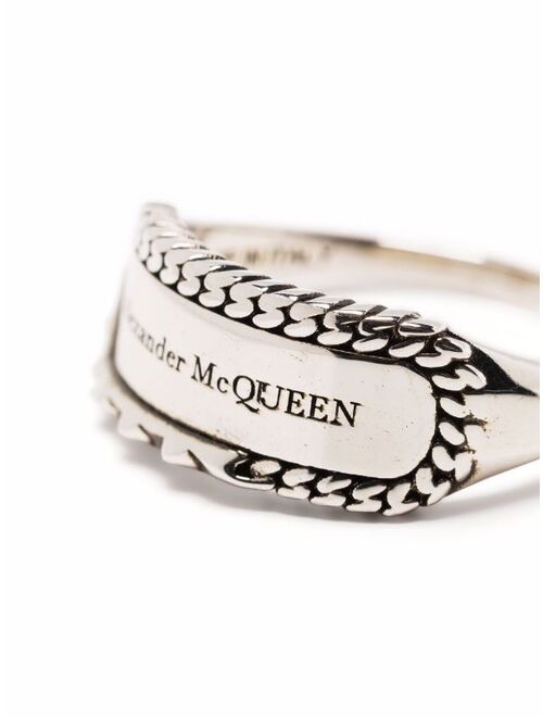 Alexander McQueen logo engraved ring
