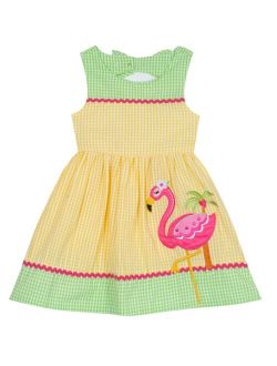 Rare Editions Baby Girls Yellow and Lime Check Seersucker Dress