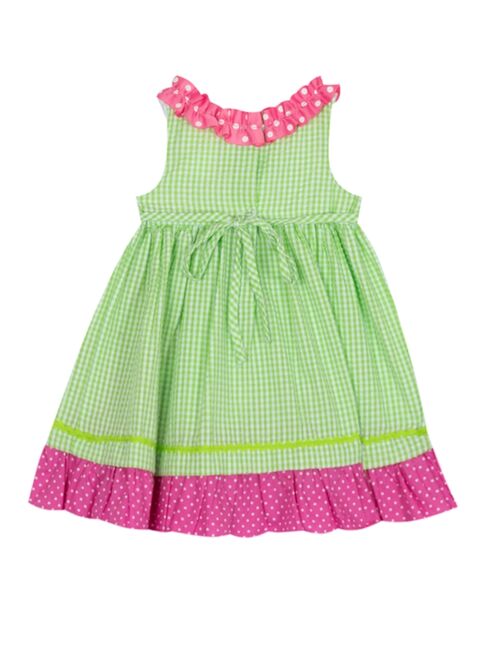 Rare Editions Baby Girls Check Seersucker to Pink Dot Dress