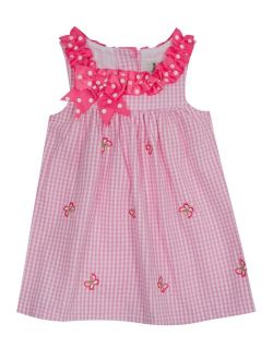 Rare Editions Baby Girls Check Seersucker Dress with Butterfly Applique