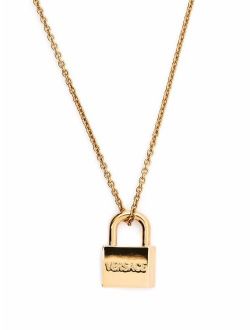 logo-engraved padlock pendant necklace