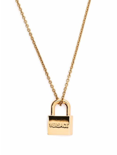 Versace logo-engraved padlock pendant necklace