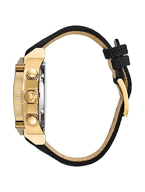 Bulova Precisionist Chronograph 97B178 Men's Watch, Stainless Steel with Black Nylon Strap, Gold-Tone