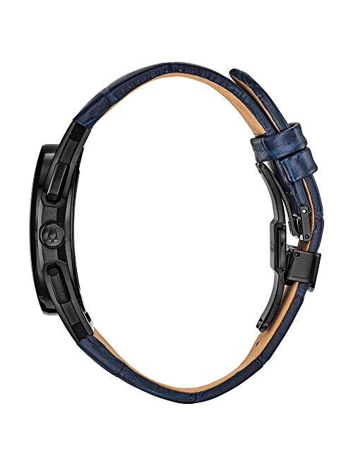 Bulova Men's 98A232 Curv Chronograph Blue Leather Strap Watch