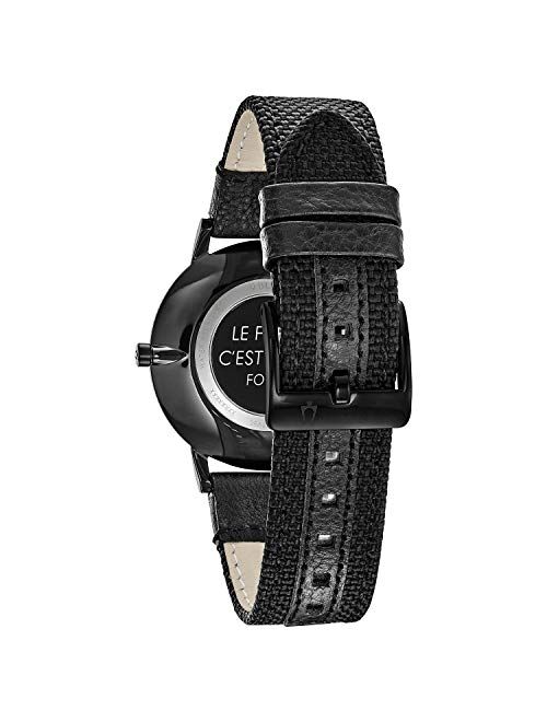 Bulova Classic Men's 98A222 Watch, Stainless Steel with Black Leather StrapWe Are Family, Black
