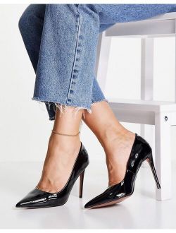 Penza pointed high heeled pumps in black patent