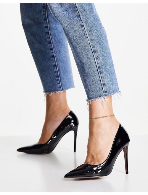 ASOS DESIGN Penza pointed high heeled pumps in black patent