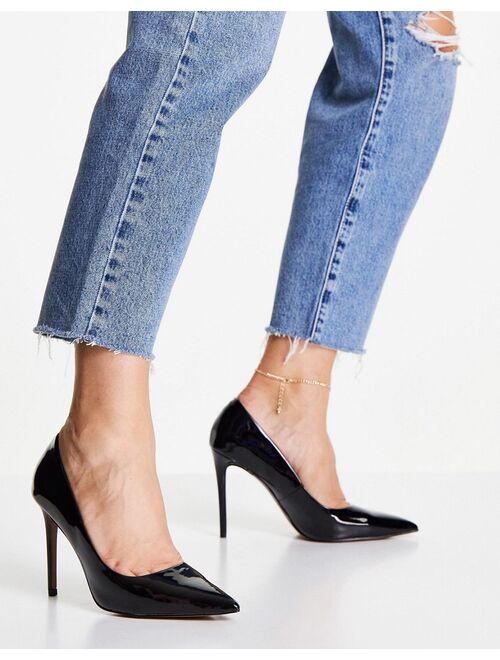 ASOS DESIGN Penza pointed high heeled pumps in black patent