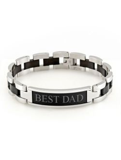 Eve's Jewelry Men's Engravable "Best Dad" Steel ID Bracelet