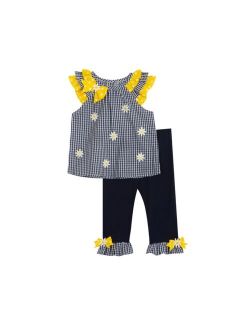 Rare Editions Baby Girls Checkered Seersucker Sey Top and Leggings, 2 Piece Set