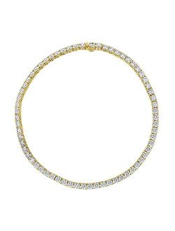Amazon Collection Yellow-Gold Plated Sterling Silver Tennis Necklace set with Round Cut Infinite Elements Cubic Zirconia (6 mm), 17"