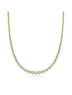 1.50 ct. t.w. Bezel-Set Diamond Necklace in 18kt Gold Over Sterling. 16 inches