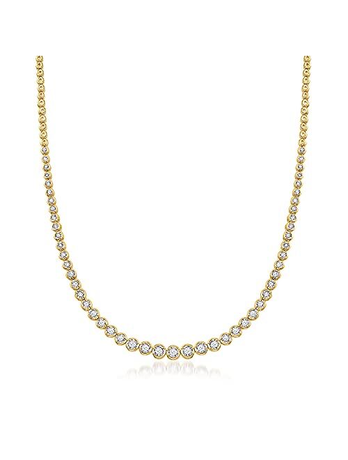 Ross-Simons 1.50 ct. t.w. Bezel-Set Diamond Necklace in 18kt Gold Over Sterling. 16 inches