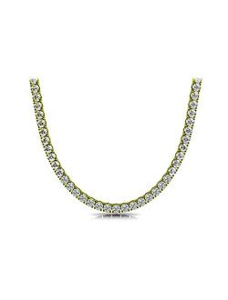 Pori Jewelers Unisex Sterling Silver 4mm Cubic Zirconia Tennis Necklace Available in 16"-36" …