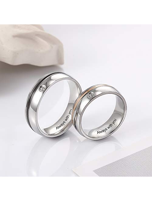 Molywoo Personalized Couple Rings for Him and Her Sets Stainless Steel Rings for Men and Women Promise Wedding Ring Set for Couples Mens Womens Ring