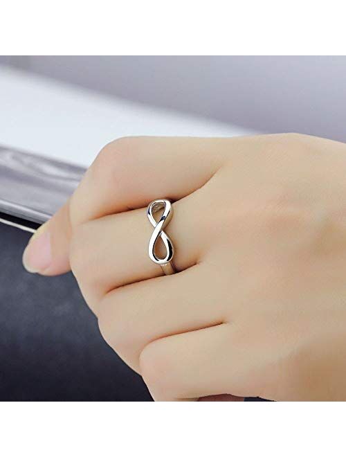 Lam Hub Fong Free Engraving Infinity Knot BFF Friendship Rings for Women Personalized Sterling Silver Sisters Best Friends Rings Engagement Wedding Bands Promise Name Rin